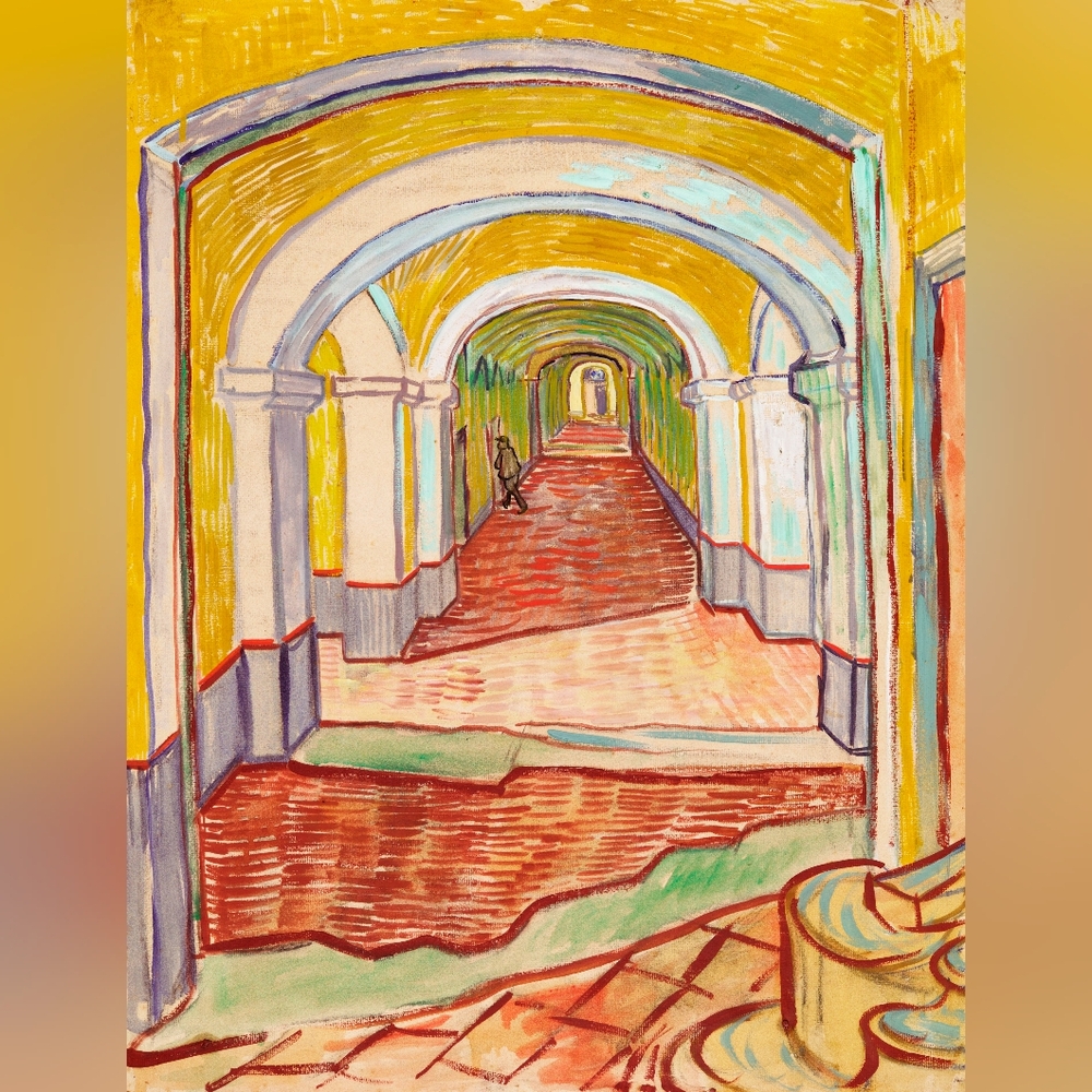 Corridor in the Asylum (1889) by Vincent Van Gogh. Art Print